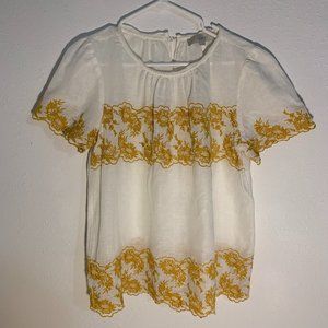 Loft - White and Gold Blouse - M